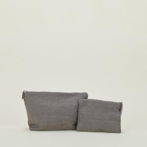 Bath Accessories |   Simple Linen Zipper Pouch – Dark Grey Bath Accessories Bath Accessories