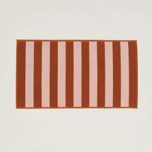 Bath Mats |   Simple Striped Terry Bath Mat – Blush/Terracotta Bath Mats Bath Mats