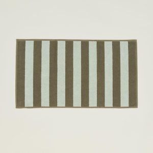 Bath Mats |   Simple Striped Terry Bath Mat – Sage/Olive Bath Mats Bath Mats