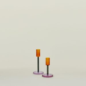 Candles + Tapers |   Color Block Candle Holder – Orange/Grey Candles + Tapers Candles + Tapers