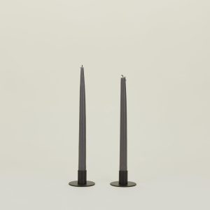 Candles + Tapers |   Essential Metal Candle Holders, Set of 2 – Black Candles + Tapers Black