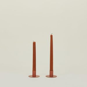 Candles + Tapers |   Essential Metal Candle Holders, Set of 2 – Terracotta Candles + Tapers Candles + Tapers