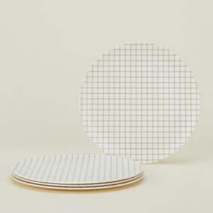 Dinnerware |   Bamboo Melamine Dinner Plate, Set of 4 – Black Grid Dining Black Grid