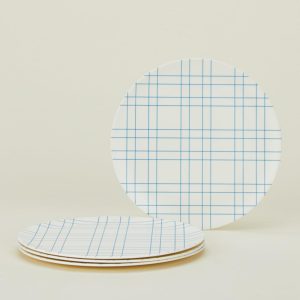 Dinnerware |   Bamboo Melamine Dinner Plate, Set of 4 – Blue Plaid Dining Blue Plaid