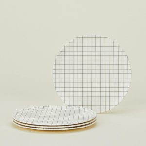 Dinnerware |   Bamboo Melamine Side Plate, Set of 4 – Black Grid Dining Black Grid