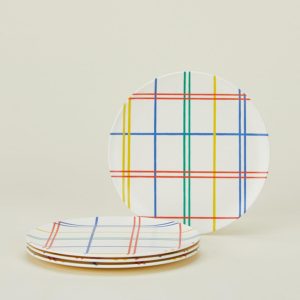 Dinnerware |   Bamboo Melamine Side Plate, Set of 4 – Mixed Plaid Dining Dinnerware