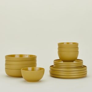 Dinnerware |   Essential Dinnerware, 16 Piece Set – Mustard Dining Dinnerware