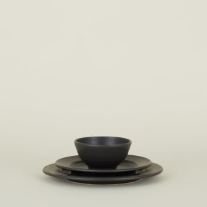 Dinnerware |   Stoneware Dinnerware, 3 Piece Set – Black Dining Black