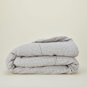 Duvets |   Checked Linen Duvet Cover Bed + Bath Duvets