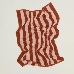 Garden + Patio |   Simple Striped Terry Beach Towel – Blush/Terracotta Decor Blush/Terracotta