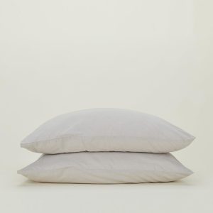 Pillows + Shams |   Essential Percale Pillowcases, Set of 2 – Light Grey Bed + Bath Light Grey