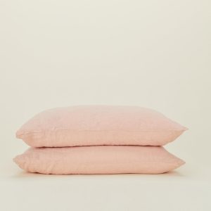 Pillows + Shams |   Simple Linen Pillowcases, Set of 2 – Blush Bed + Bath Blush