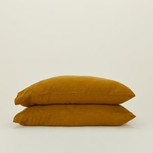 Pillows + Shams |   Simple Linen Pillowcases, Set of 2 – Bronze Bed + Bath Bronze