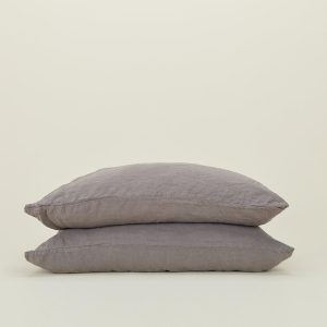 Pillows + Shams |   Simple Linen Pillowcases, Set of 2 – Dark Grey Bed + Bath Dark Grey