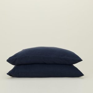 Pillows + Shams |   Simple Linen Pillowcases, Set of 2 – Navy Bed + Bath Navy