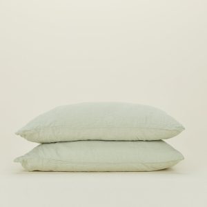 Pillows + Shams |   Simple Linen Pillowcases, Set of 2 – Sage Bed + Bath Pillows + Shams