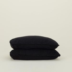 Pillows + Shams |   Simple Linen Quilted Shams, Set of 2 – Black Bed + Bath Black