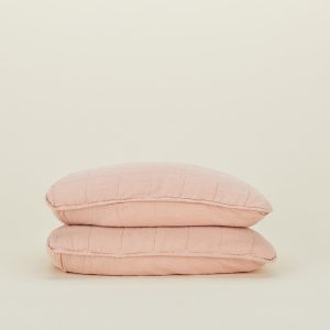 Pillows + Shams |   Simple Linen Quilted Shams, Set of 2 – Blush Bed + Bath Blush