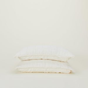 Pillows + Shams |   Simple Linen Quilted Shams, Set of 2 – Ivory Bed + Bath Ivory