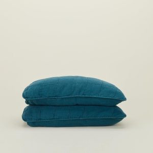 Pillows + Shams |   Simple Linen Quilted Shams, Set of 2 – Peacock Bed + Bath Peacock