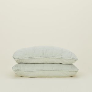 Pillows + Shams |   Simple Linen Quilted Shams, Set of 2 – Sage Bed + Bath Pillows + Shams