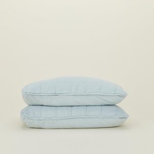 Pillows + Shams |   Simple Linen Quilted Shams, Set of 2 – Sky Bed + Bath Pillows + Shams