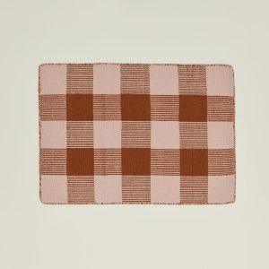 Rugs + Mats |   Simple Plaid Rug – Blush/Terracotta Decor Blush/Terracotta