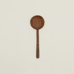 Serveware |   Hand Carved Walnut Large Round Spoon Dining Serveware