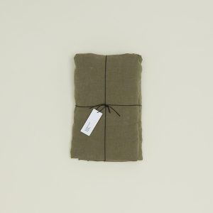 Sheets |   Simple Linen Fitted Sheet – Olive Bed + Bath Olive