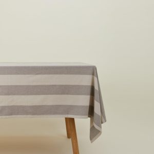 Table Linens |   Essential Striped Tablecloth – Light Grey/Dark Grey Dining Light Grey/Dark Grey