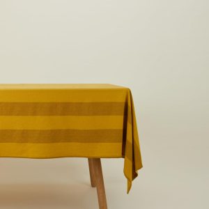 Table Linens |   Essential Striped Tablecloth – Mustard/Bronze Dining Mustard/Bronze