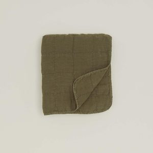 Throws |   Simple Linen Quilted Throw – Olive Decor Olive