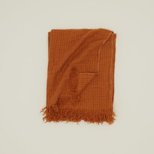 Throws |   Simple Linen Throw – Terracotta Decor Terracotta