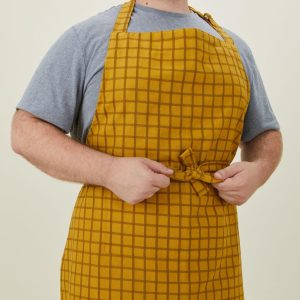 Towels, Trivets + Textiles |   Essential Check Apron – Mustard/Bronze Kitchen Mustard/Bronze