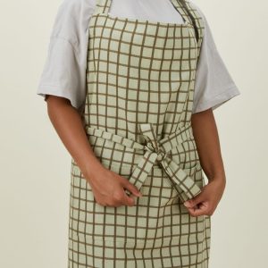 Towels, Trivets + Textiles |   Essential Check Apron – Sage/Olive Kitchen Sage/Olive