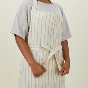 Towels, Trivets + Textiles |   Essential Striped Apron – Ivory/Flax Kitchen Ivory/Flax