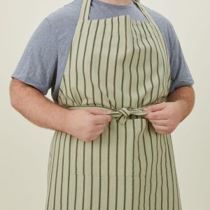 Towels, Trivets + Textiles |   Essential Striped Apron – Sage/Olive Kitchen Sage/Olive