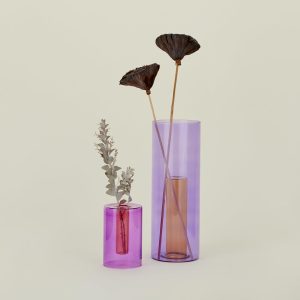 Vases + Bowls |   Reversible Glass Vase – Lilac/Peach Decor Lilac/Peach