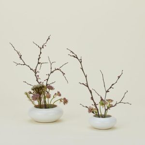 Vases + Bowls |   Stoneware Ikebana Vase – White Decor Vases + Bowls