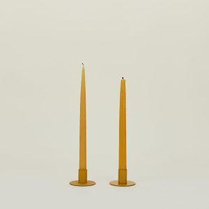 Candles + Tapers |   Essential Metal Candle Holders, Set of 2 – Mustard Candles + Tapers Candles + Tapers