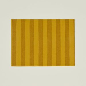 Table Linens |   Essential Striped Placemat, Set of 4 – Mustard/Bronze Dining Mustard/Bronze