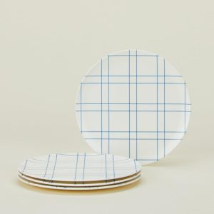 Dinnerware |   Bamboo Melamine Side Plate, Set of 4 – Blue Plaid Dining Blue Plaid