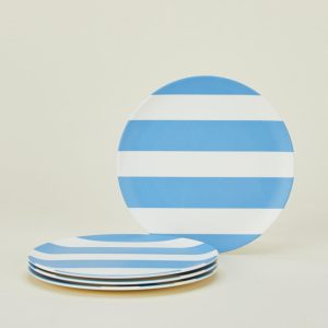 Dinnerware |   Bamboo Melamine Side Plate, Set of 4 – Blue Wide Stripe Dining Blue Wide Stripe